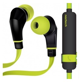 Naztech Audífonos Intrauriculares Deportivos con Micrófono NX80W, Inalámbrico, Bluetooth, Negro/Verde