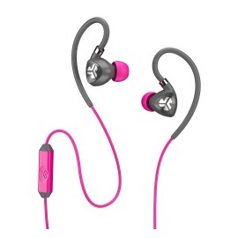 JLab Audífonos Intrauriculares Deportivos con Micrófono Sport Fit 2, Alámbrico, 3.5mm, Gris/Rosa