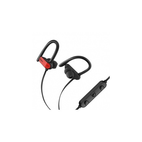 Steren Audífonos Intrauriculares Deportivos con Micrófono AUD-7612, Bluetooth, Inalámbrico, Negro/Rojo