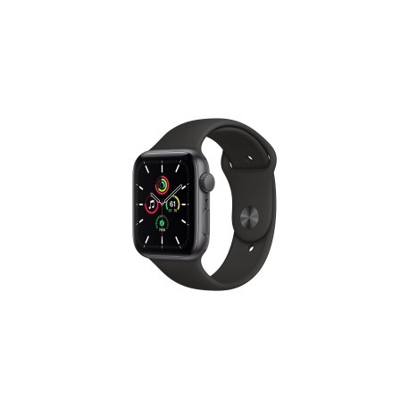 Apple Watch SE GPS, Caja de Aluminio Color Space Gray de 44mm, Correa Deportiva Negro