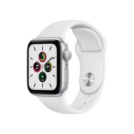 Apple Watch SE GPS, Caja de Aluminio Color Plata de 40mm, Correa Deportiva Blanca