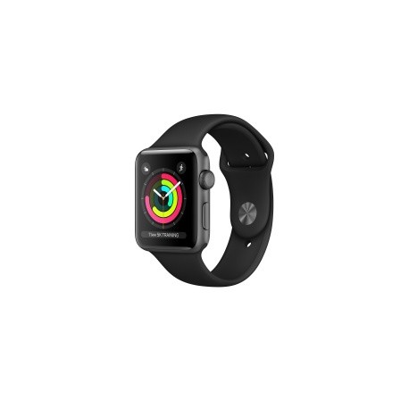 Apple Watch Series 3 GPS, Caja de Aluminio Space Gray de 42mm, Correa Deportiva Negra