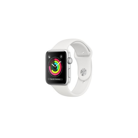 Apple Watch Series 3 GPS, Caja de Aluminio Color Plata de 42mm, Correa Deportiva Blanca