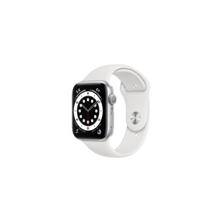 Apple Watch Series 6 GPS, Caja de Alumino Color Plata de 40mm, Correa Deportiva Blanca