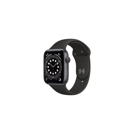 Apple Watch Series 6 GPS, Caja de Aluminio Color Space Gray de 44mm, Correa Deportiva Negra