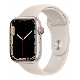 Apple Watch Series 7 GPS + Cellular, Caja de Aluminio Color Blanco de 45mm, Correa Deportiva Blanco