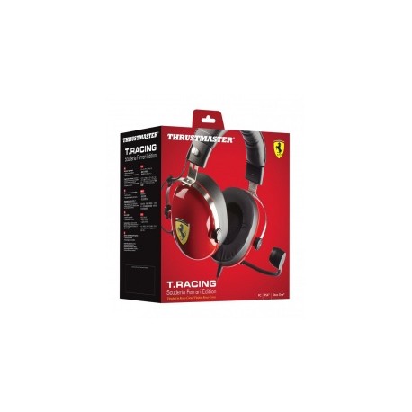 Thrustmaster Audífonos Gamer T.Racing Scuderia Ferrari para Xbox/PS4/PC/Switch, Alámbrico, 3 Metros, 3.5mm, Negro/Rojo