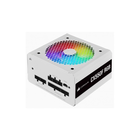 Fuente de Poder Corsair CX550F RGB 80 PLUS Bronze, 24-pines ATX, 120mm, 550W, Blanco