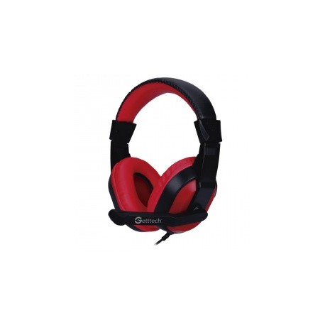 Getttech Audífonos con Micrófono Stream, Alámbrico, 1.5 Metros, 3.5mm, Negro/Rojo